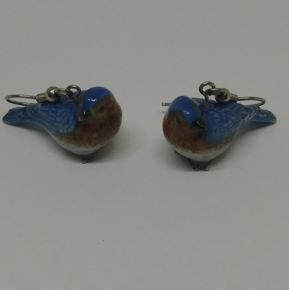 Porcelain Bird drop Earrings - Picture 1 of 8